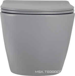 Унитаз подвесной, безободковый, 49х35,5см, сиденье с микролифтом, крепеж в компл, (цв.серый матовый),  ZZ Abber Bequem AC1101MG