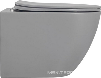 Унитаз подвесной, безободковый, 49х35,5см, сиденье с микролифтом, крепеж в компл, (цв.серый матовый),  ZZ Abber Bequem AC1101MG