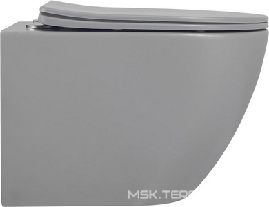 Унитаз подвесной, безободковый, 49х35,5см, сиденье с микролифтом, крепеж в компл, (цв.серый матовый),  ZZ Abber Bequem AC1101MG