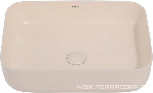 Раковина накладная на столешницу, прямоугольная, 500х390хh140мм, без отв.д/смесит., без перелива, (цв. светло-бежевая матовая),  ZZ Abber Rechteck AC2202MBE