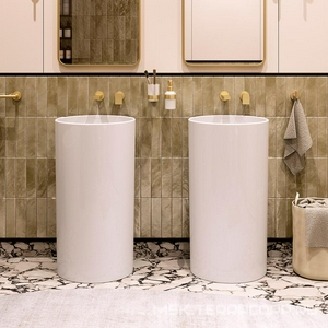 Раковина 450х450хh850мм, напольная, круглая, без отв.д/смес., без перелива, крепеж в компл., (керамика цв.белый),  ZZ Aqueduto ТОДО TOD0110