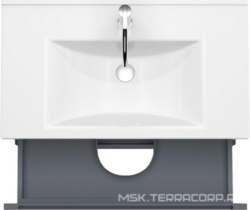 Тумба под раковину/столешницу подвесная с 2 выдвиж. ящиками, 79х43.5хh57см, (цв.графит мат./дуб),  ZZ ZOV aqua Дион D80GD