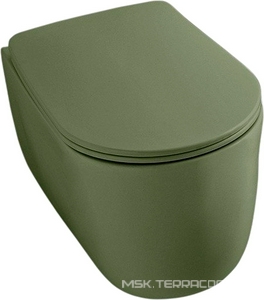 Унитаз подвесной 55х35см, безободковый, смыв Tornado, БЕЗ сиденья, крепёж арт.WB9N в компл., (цв.Verde MATT),  ZZ Kerasan Nolita 531511