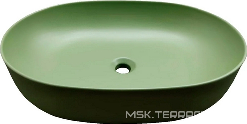 Раковина накладная на столешницу, овальная 60х40см, без отв.д/смесит., без перелива, (цв.Verde MATT),  ZZ Kerasan Nolita 534311