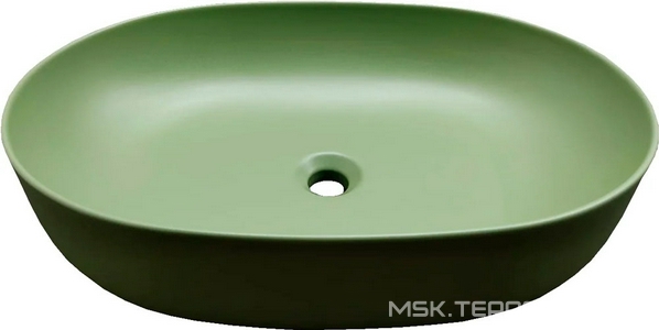 Раковина накладная на столешницу, овальная 60х40см, без отв.д/смесит., без перелива, (цв.Verde MATT),  ZZ Kerasan Nolita 534311