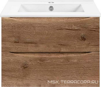 База под раковину подвесная, 2 выкатных ящика,704x394x500мм, без раковины, (цв.V.Oak),  ZZ Vincea Mia Slim VMC-2MC700S1VO