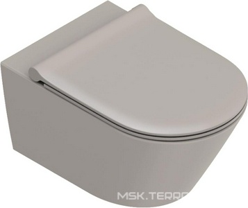 Унитаз подвесной, безободковый, смыв Tornado, 35х55см, БЕЗ сиденья, БЕЗ крепежа, (цв.Cemento Satinato, покрытие Twinglaze+),  ZZ Catalano Zero 0111550023