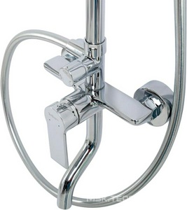 Смеситель для ванны(душа), со стационарным верхн.душем d25см., душевая лейка, шланг в компл., (цв.хром),  ZZ BelBagno Aurora AURORA-VSCM-CRM