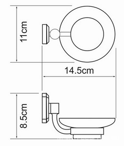 Мыльница стеклянная настенная, хром, Oder Wasserkraft oder K-3029
