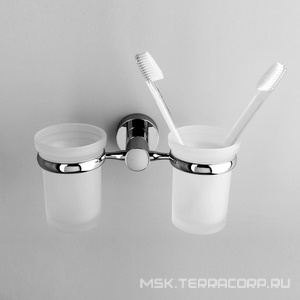 Стаканчик стеклянный, двойной, настенный, хром, Donau Wasserkraft donau K-9428D