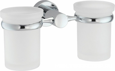 Стаканчик стеклянный, двойной, настенный, хром, Donau Wasserkraft donau K-9428D