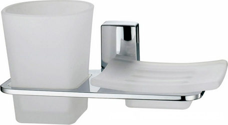 Держатель мыльницы и стакана, настенный, хром, Leine Wasserkraft leine K-5026
