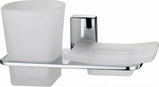 Держатель мыльницы и стакана, настенный, хром, Leine Wasserkraft leine K-5026