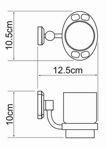 Стаканчик стеклянный настенный, хром, Oder Wasserkraft oder K-3028