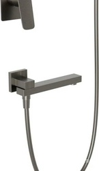 Душ. к-т: смеситель встр.в стену, верхний душ, ручн.лейка, шланг, кронштейн совмещ. с шланг. подсоед,, изив, (цв.оружейная сталь),  ZZ BelBagno Due DUE-VDSET-GM