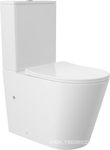 Унитаз-компакт напольный, безободковый, смыв Tornado, с бачком, 630х385мм, сиденье с микролифтом, крепеж в компл, (цв.белый глянц.),  Aqueduto Cone AQDSCONT10