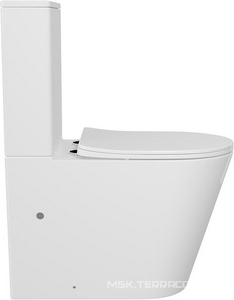 Унитаз-компакт напольный, безободковый, смыв Tornado, с бачком, 630х385мм, сиденье с микролифтом, крепеж в компл, (цв.белый глянц.),  Aqueduto Cone AQDSCONT10