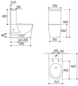 Унитаз-компакт напольный, безободковый, смыв Tornado, с бачком, 630х385мм, сиденье с микролифтом, крепеж в компл, (цв.белый глянц.),  Aqueduto Cone AQDSCONT10
