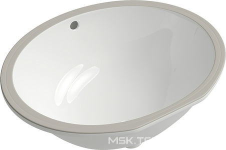 Раковина встраиваемая в столешницу снизу, 530х400хh210мм, без отв. д/смес., с переливом, (цв. белый глянец),  Aqueduto Sotto SOT0110