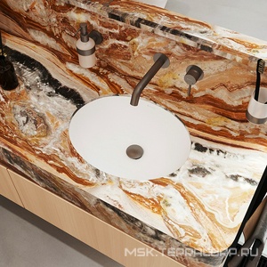 Раковина встраиваемая в столешницу снизу, 530х400хh210мм, без отв. д/смес., с переливом, (цв. белый глянец),  Aqueduto Sotto SOT0110