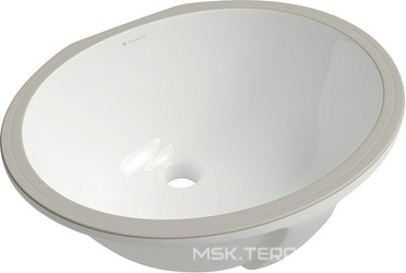 Раковина встраиваемая в столешницу снизу, 530х400хh210мм, без отв. д/смес., с переливом, (цв. белый глянец),  Aqueduto Sotto SOT0110