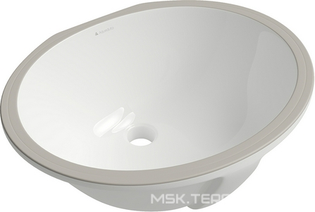 Раковина встраиваемая в столешницу снизу, 530х400хh210мм, без отв. д/смес., с переливом, (цв. белый глянец),  Aqueduto Sotto SOT0110