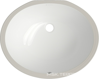 Раковина встраиваемая в столешницу снизу, 530х400хh210мм, без отв. д/смес., с переливом, (цв. белый глянец),  Aqueduto Sotto SOT0110