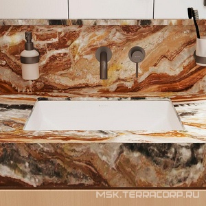 Раковина встраиваемая в столешницу снизу, прямоуг., 530х375хh220мм, без отв. д/смес., с переливом, (цв. белый глянец),  Aqueduto Sotto SOT0210