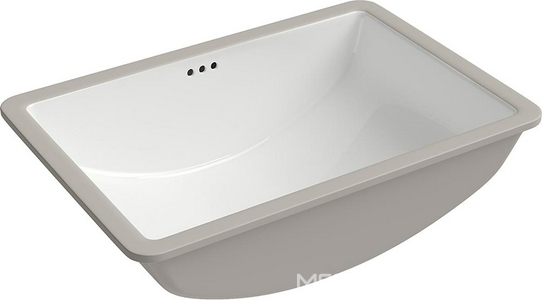 Раковина встраиваемая в столешницу снизу, прямоуг., 530х375хh220мм, без отв. д/смес., с переливом, (цв. белый глянец),  Aqueduto Sotto SOT0210