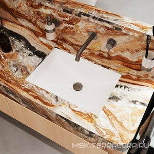 Раковина встраиваемая в столешницу снизу, прямоуг., 530х375хh220мм, без отв. д/смес., с переливом, (цв. белый глянец),  Aqueduto Sotto SOT0210