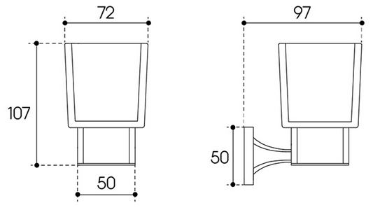 Стакан настенный, (цв.оружейная сталь / стекло мат.),  ZZ Aqueduto RESPINGO RES0245