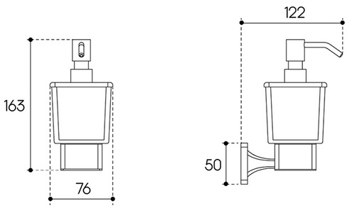 Дозатор настенный, (цв.оружейная сталь / стекло мат.),  ZZ Aqueduto RESPINGO RES0445