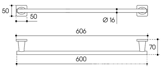Полотенцедержатель 600мм, (цв.оружейная сталь),  ZZ Aqueduto RESPINGO RES0645