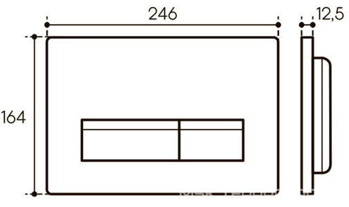 Клавиша двойного смыва для инстал., д/унитаза, (пластик цв.оружейная сталь),  Aqueduto Retangulo RET0245