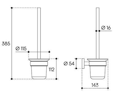 Ёрш настенный (цв.шлифованное золото / стекло мат.), Aqueduto PONTO PON1050