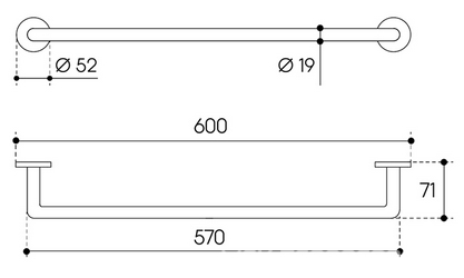 Полотенцедержатель 600мм, (цв.оружейная сталь), Aqueduto PONTO PON0645