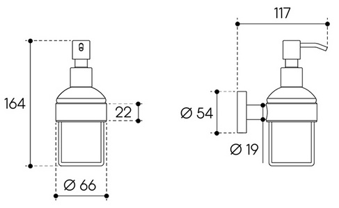 Дозатор настенный, (цв.шлифованное золото / стекло мат.),  ZZ Aqueduto PONTO PON0450