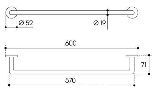 Полотенцедержатель 600мм, (цв.шлифованное золото),  ZZ Aqueduto PONTO PON0650