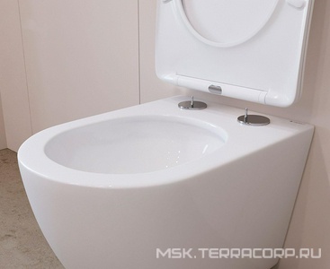 Унитаз подвесной 525х360мм, безободковый, смыв Tornado, сиденье с микролифтом, крепёж в компл., (цв.белый глянец), Ovo Aqueduto Ovo Tornado OVOT2110