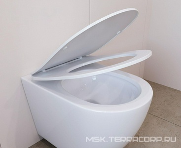 Унитаз подвесной 525х360мм, безободковый, смыв Tornado, сиденье с микролифтом, крепёж в компл., (цв.белый глянец), Ovo Aqueduto Ovo Tornado OVOT2110
