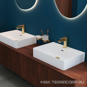 Смеситель для раковины M, без д/к, (цв.шлифованное золото),  ZZ Aqueduto LINHA LIN0250