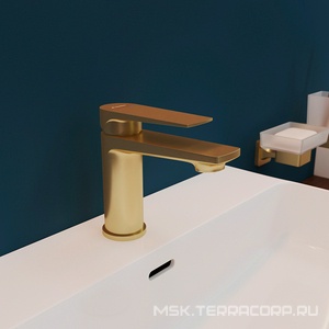 Смеситель для раковины M, без д/к, (цв.шлифованное золото),  ZZ Aqueduto LINHA LIN0250