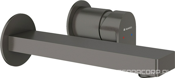 Смеситель для раковины, встраиваемый в стену, излив 160мм, встраив.часть в компл., (цв.оружейная сталь),  ZZ Aqueduto GEOMETRICO GEO0445