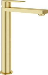 Смеситель для раковины L, Высокий, без д/к, (цв.шлифованное золото),  ZZ Aqueduto GEOMETRICO GEO0350