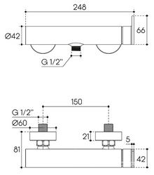 Смеситель для душа, (цв.оружейная сталь),  ZZ Aqueduto GEOMETRICO GEO0745