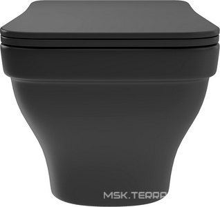 Унитаз подвесной 520х365мм, безободковый, сиденье с микролифтом, крепёж в компл., (цв.черный матовый),  ZZ Aqueduto ESTETA EST0140