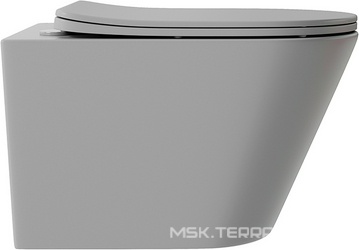 Унитаз подвесной 525х360мм, безободковый, смыв Tornado, сиденье с микролифтом, крепёж в компл., (цв.серый матовый),  ZZ Aqueduto Cone Tornado CONT2130