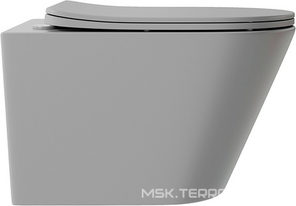 Унитаз подвесной 525х360мм, безободковый, смыв Tornado, сиденье с микролифтом, крепёж в компл., (цв.серый матовый),  ZZ Aqueduto Cone Tornado CONT2130