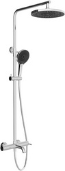 Смеситель для ванны/душа, со стационарным верхним душем пластик d250мм, ручн.душевая лейка, шланг в компл., (цв.хром),  ZZ Aqueduto Chuva CHU0200
