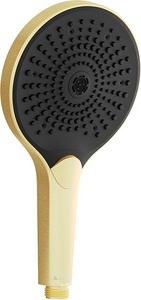 Смеситель для ванны/душа, со стационарным верхним душем пластик d255мм, излив, ручн.душевая лейка, шланг в компл., (цв.шлифованное золото),  ZZ Aqueduto Chuva CHU0450